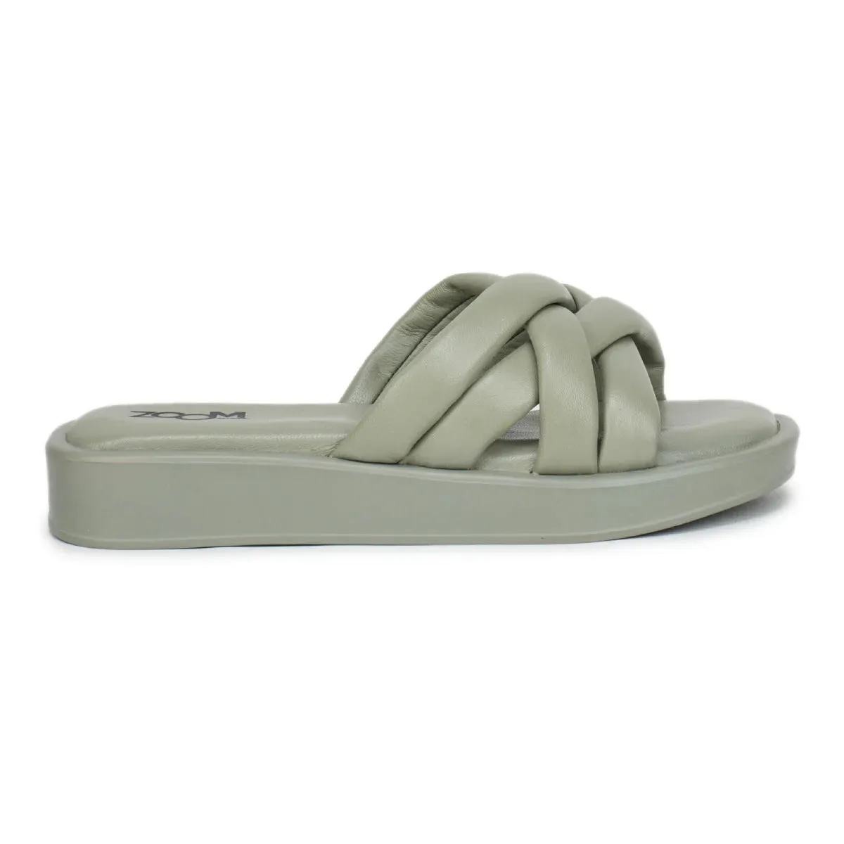 Stylish Women's Leather Slippers L 212 with Criss-Cross Design