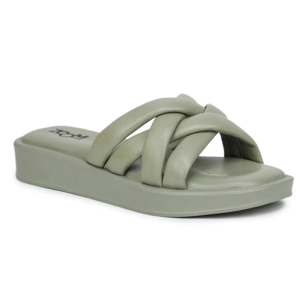 Stylish Women's Leather Slippers L 212 with Criss-Cross Design