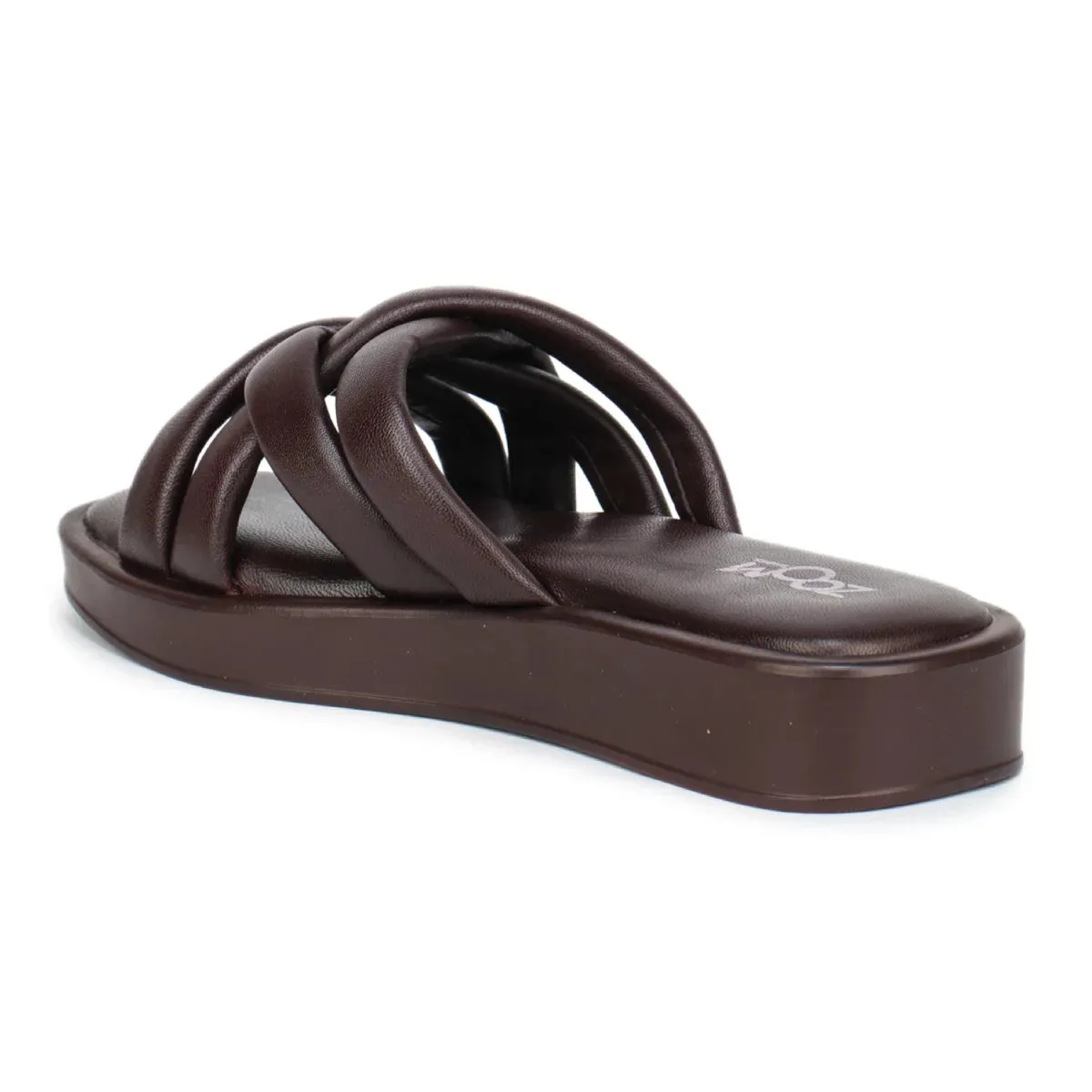 Stylish Women's Leather Slippers L 212 with Criss-Cross Design