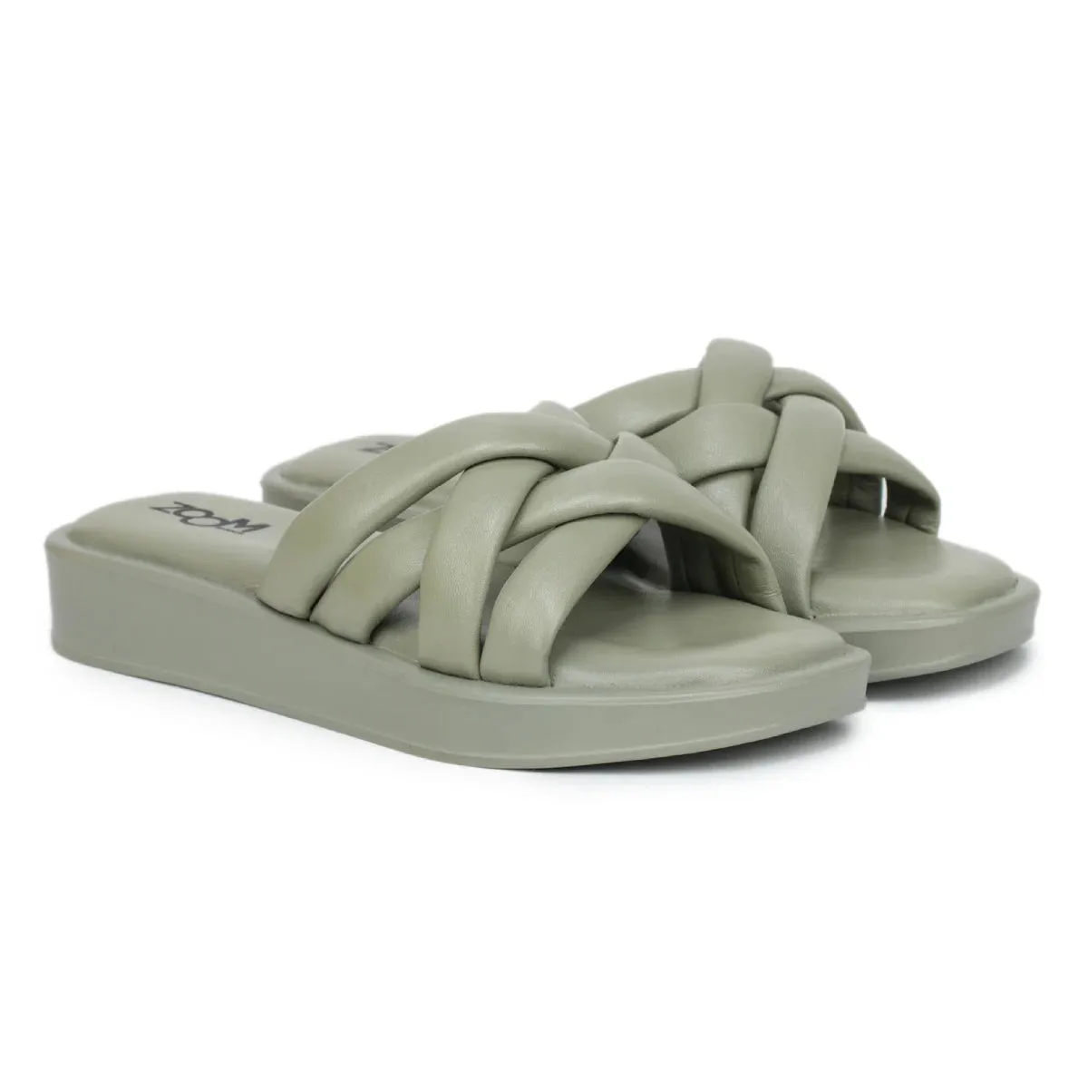 Stylish Women's Leather Slippers L 212 with Criss-Cross Design
