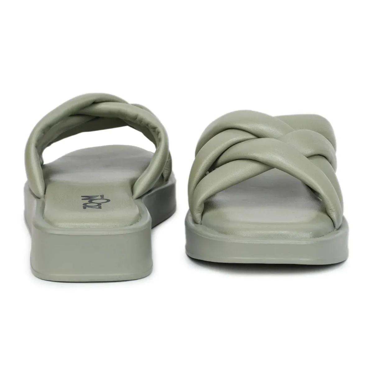 Stylish Women's Leather Slippers L 212 with Criss-Cross Design