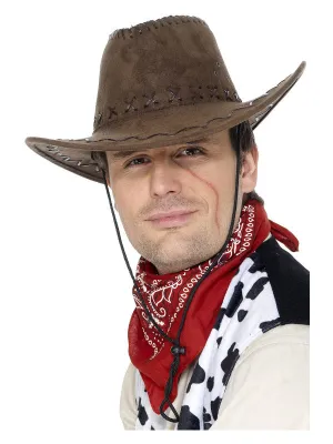 Suede Look Brown Cowboy Hat
