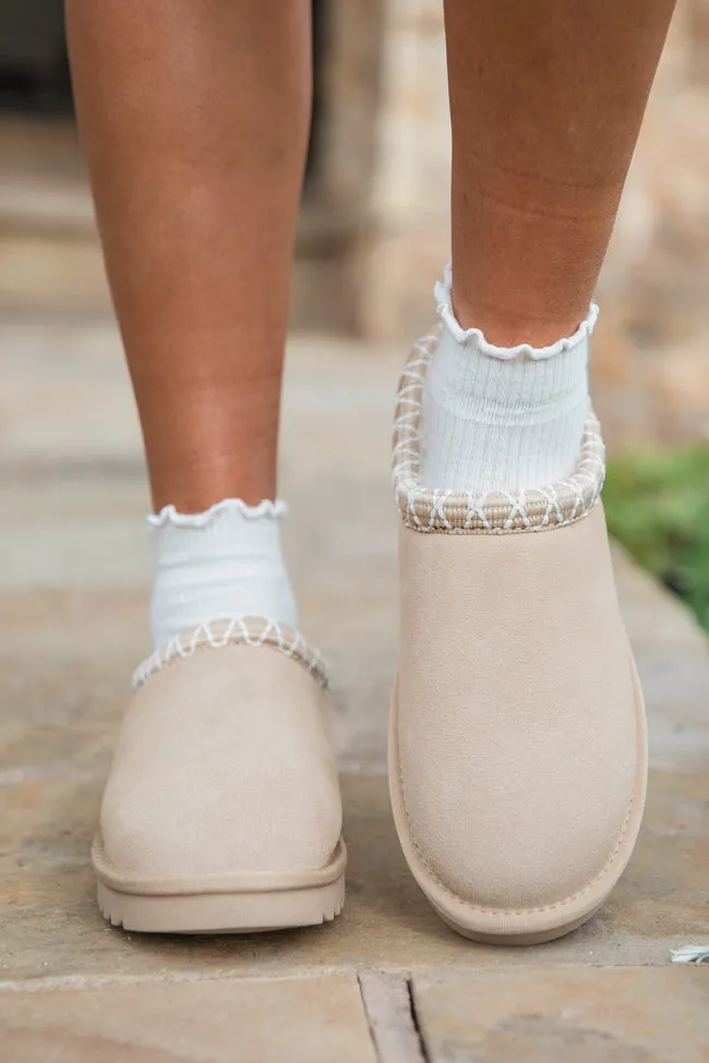 Sydney Light Beige Short Slip-On Booties SALE