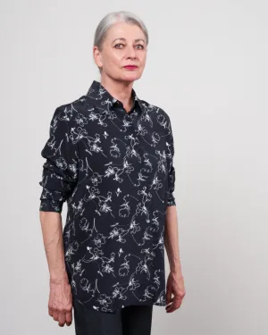 tailored blouse - navy floral