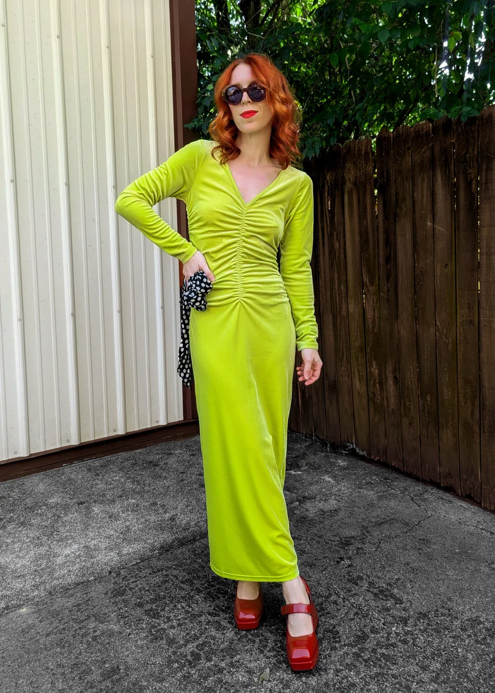 The Limelight Velvet Ruched Midi-Maxi Dress