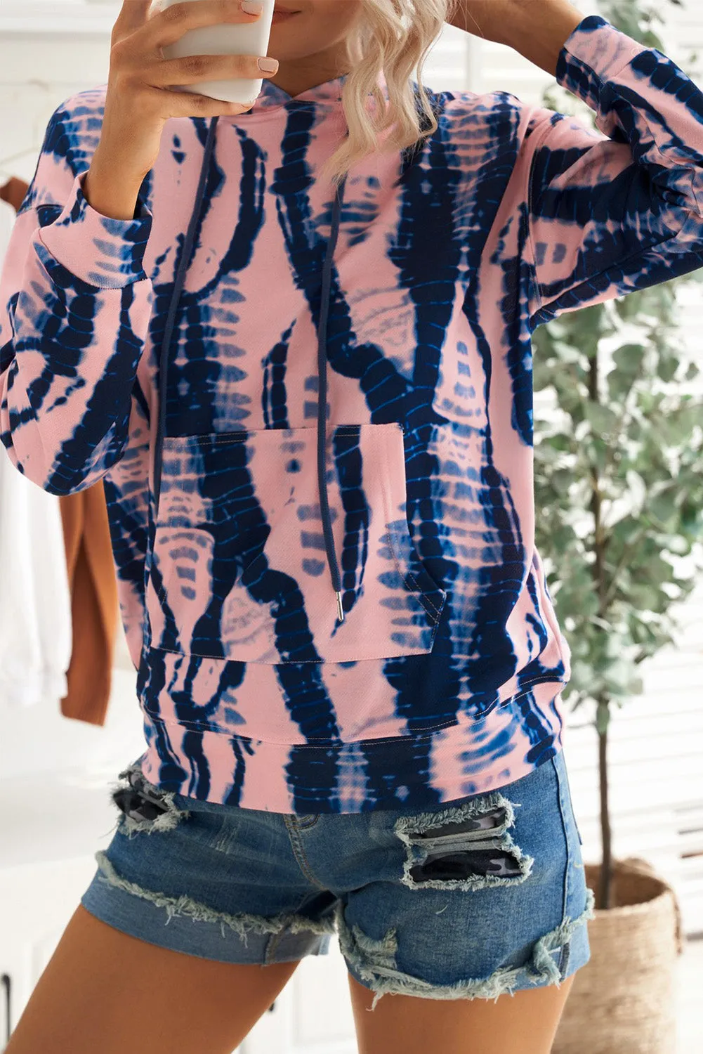 Tie-dye Print Pullover Hoodie