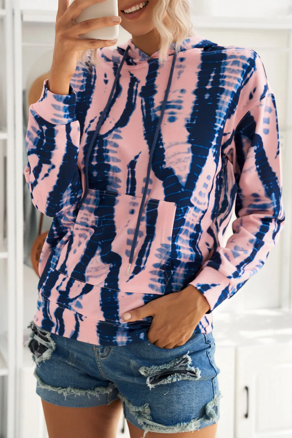 Tie-dye Print Pullover Hoodie