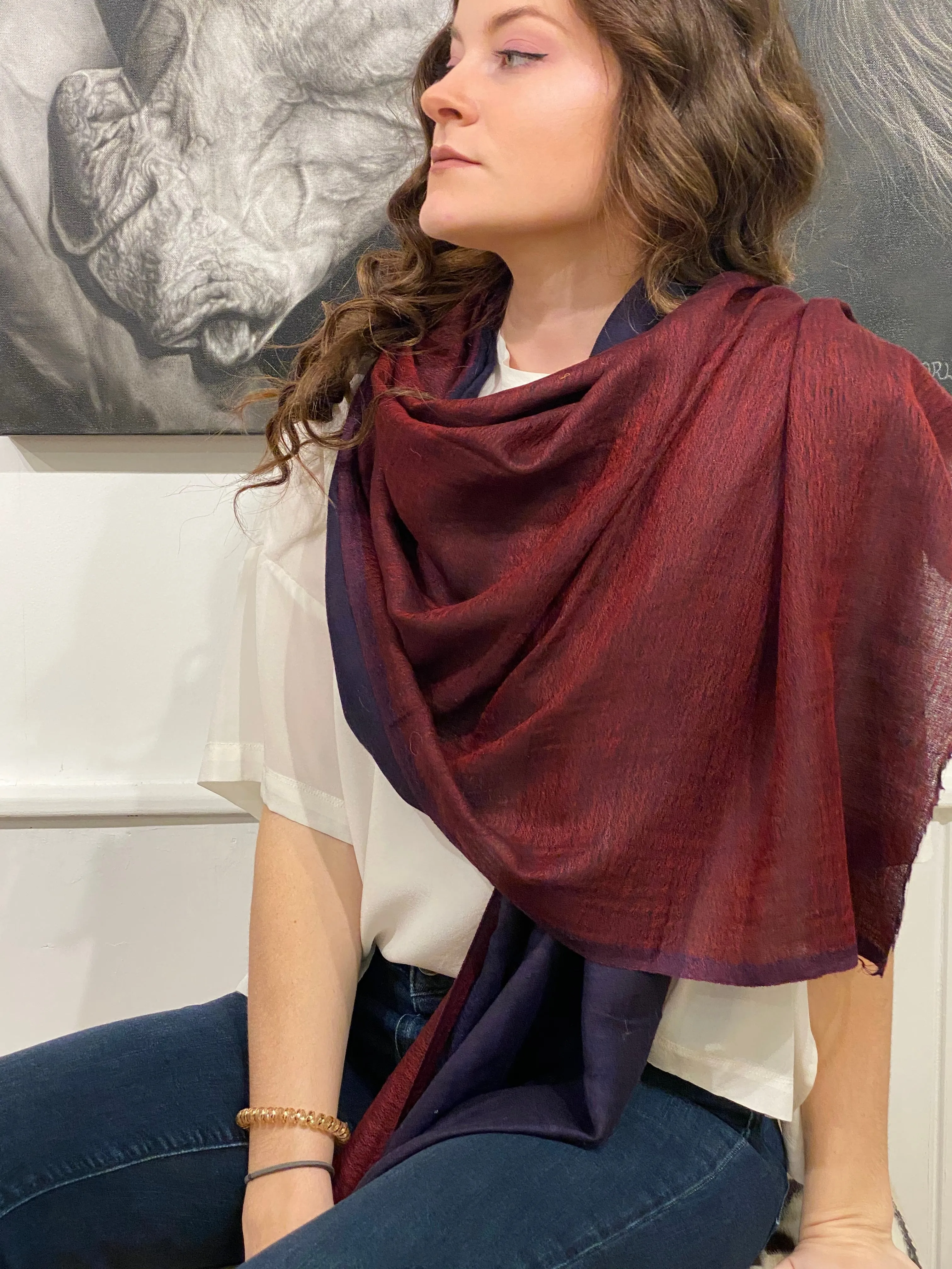 TWO-COLOR WOVEN CASHMERE SCARF
