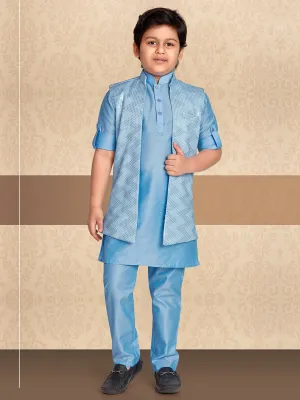 Warm Blue Shade Long Bandi Kurta Set