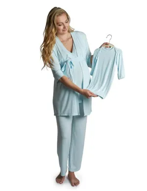 Whisper Blue Maternity & Nursing PJ & Baby Set