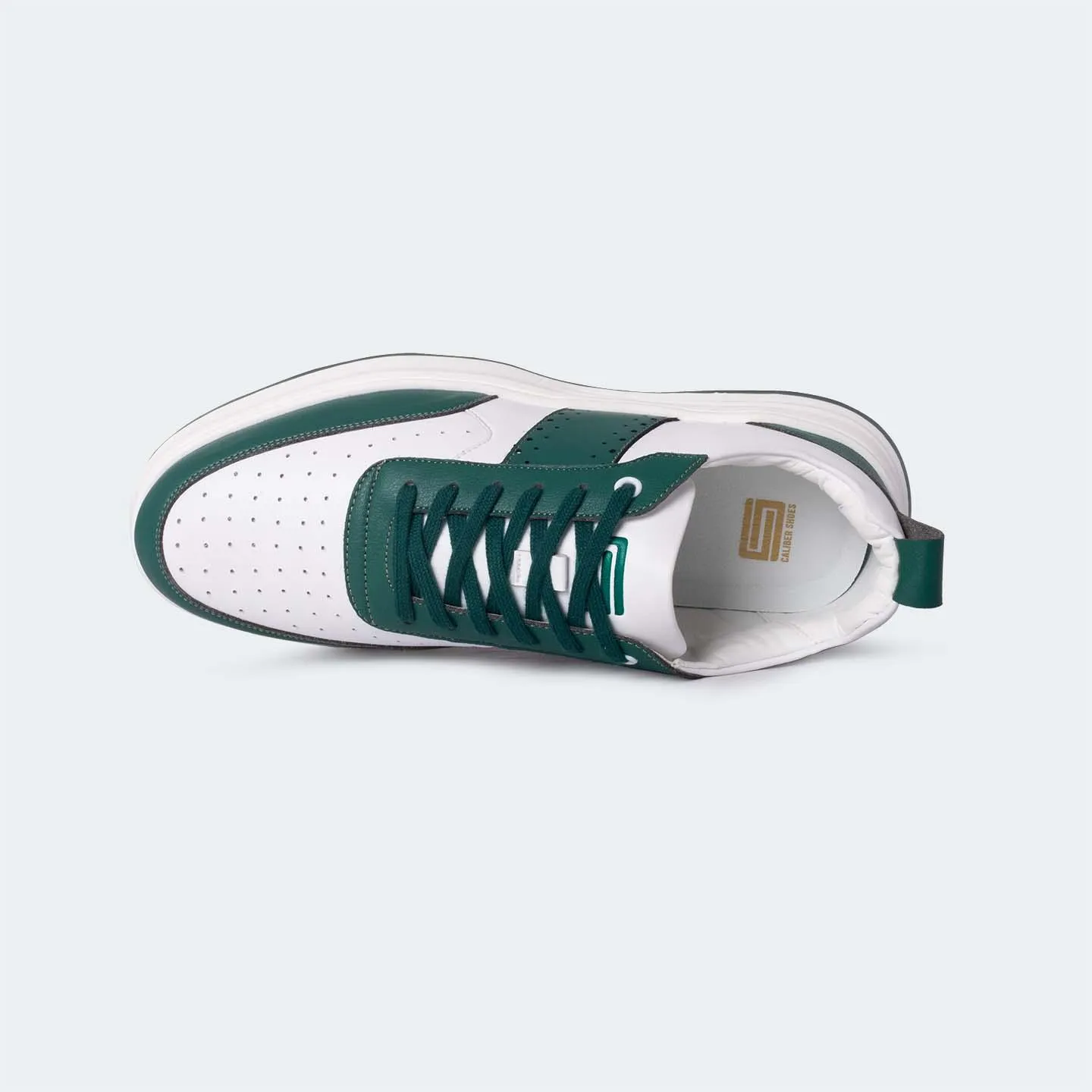 White/Green Casual Sneakers for Men (Willow 560)