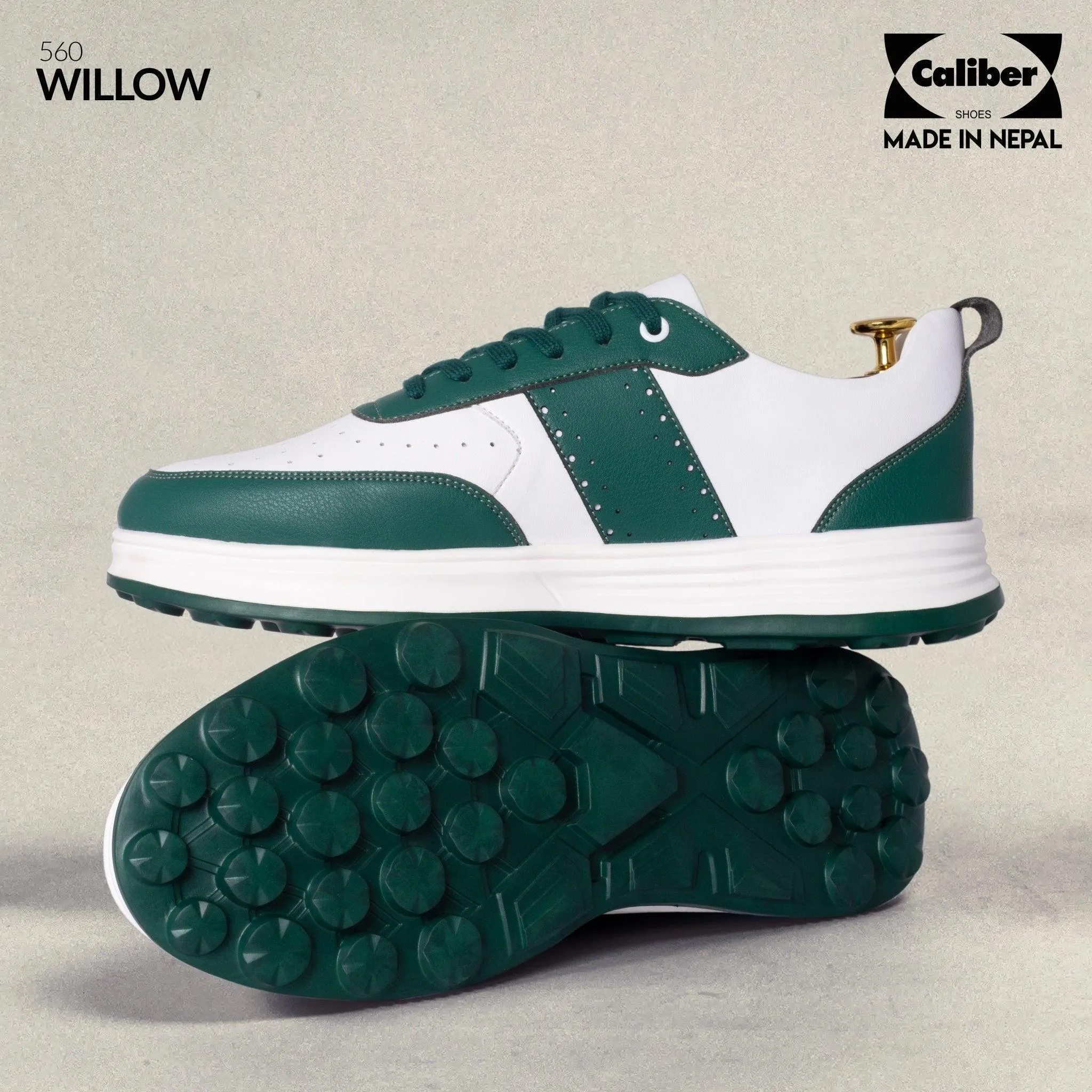 White/Green Casual Sneakers for Men (Willow 560)