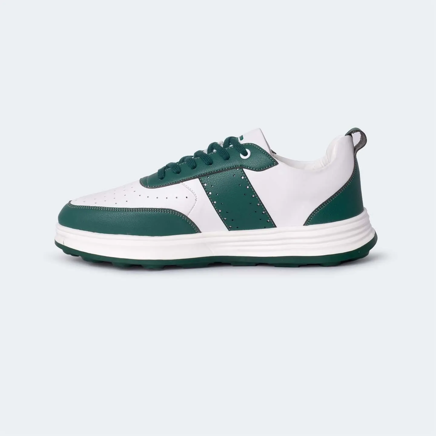 White/Green Casual Sneakers for Men (Willow 560)