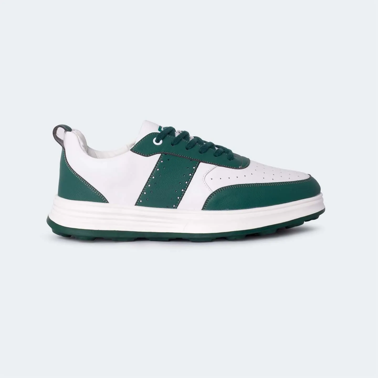 White/Green Casual Sneakers for Men (Willow 560)
