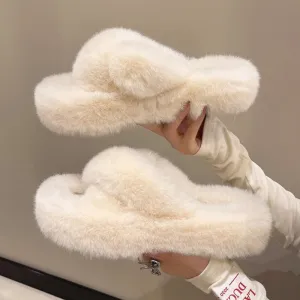 Winter Warm Fashion Slipper Women Modern Slides Outside Design Fluffy Slippers Indoor Soft Plush Shoes Women Warm Slippers