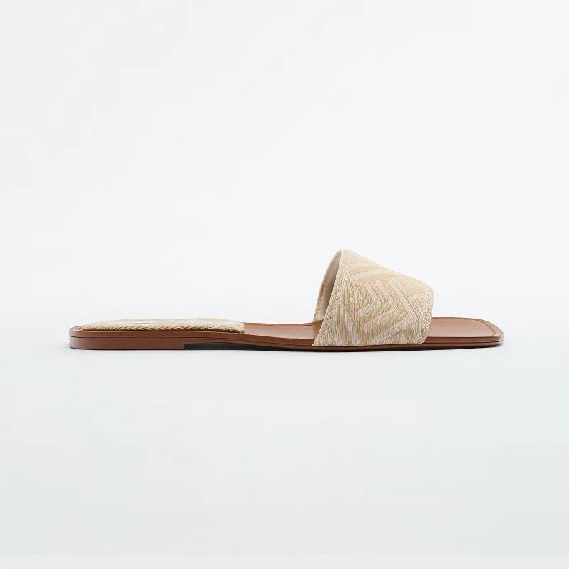 Women's Geometric Pattern Flat Slides