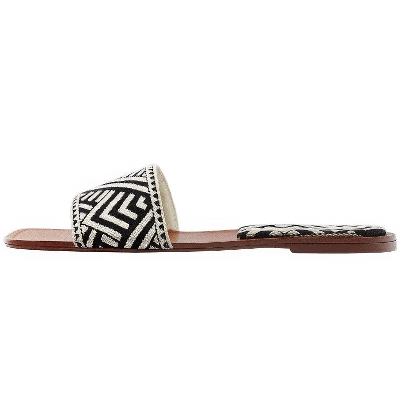 Women's Geometric Pattern Flat Slides