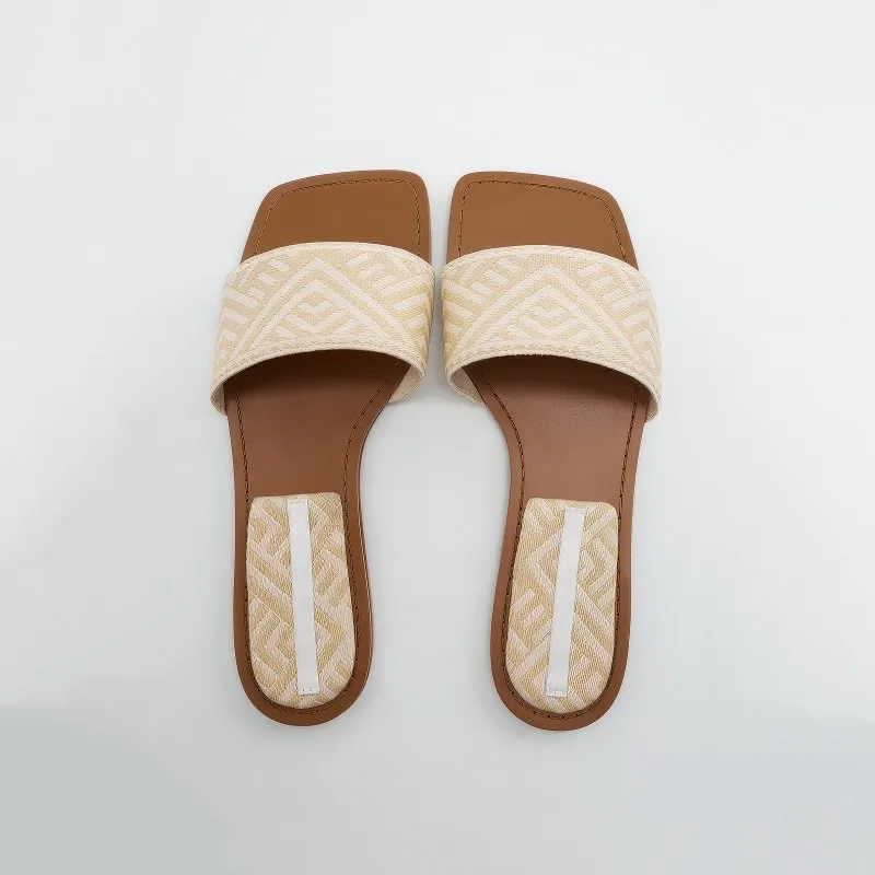 Women's Geometric Pattern Flat Slides