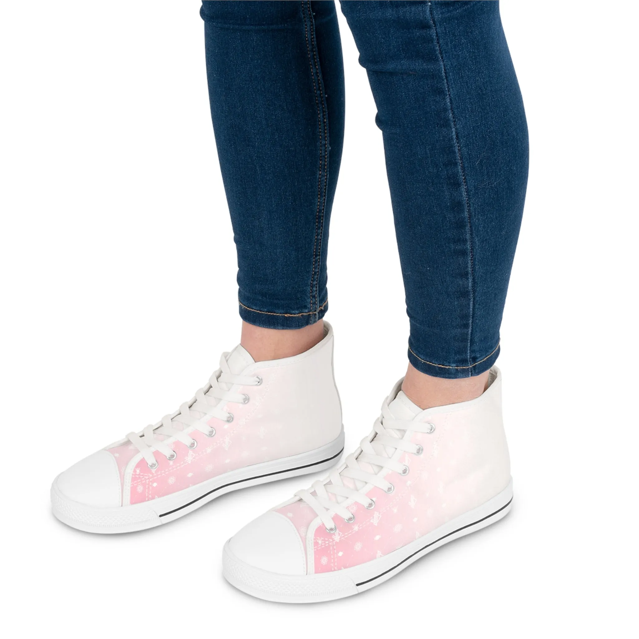 Women’s High Top Sneakers - Pink Ombré Pattern for Stylish Comfort