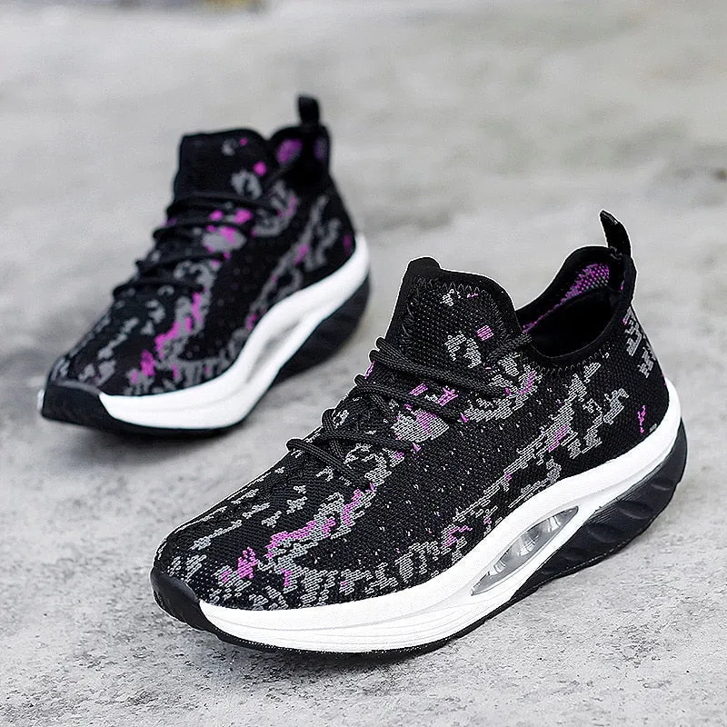 Women’s Stylish Air Cushion Knit Platform Sneakers | Ideal for All Seasons