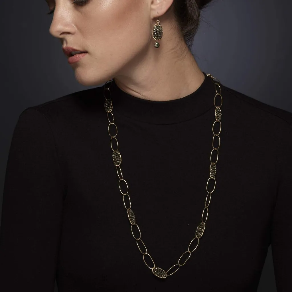 Woven Pyrite Necklace - Long