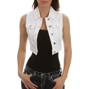 YMI | White Denim Cropped Vest