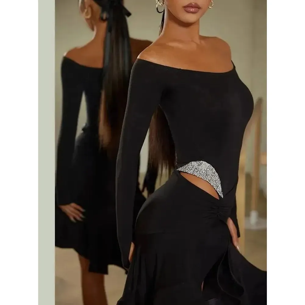 ZYM New Latin Dance Performance Dress Pink Black Stylish Dancewear with Bra & Pants ZYMdancestyle #23126